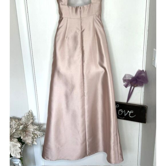 ALFRED SUNG CHAMPAGNE FULL LENGTH DRESS POCKETS SIZE 2 BRIDESMAID MOB MOG - Picture 10 of 12